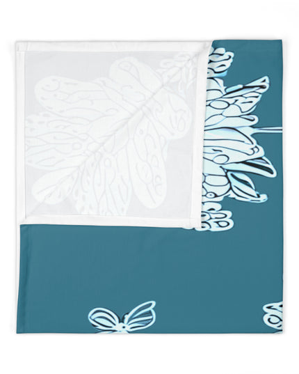 Tif Green White Floral Butterflies Baby Swaddle 30″×40″ Blanket