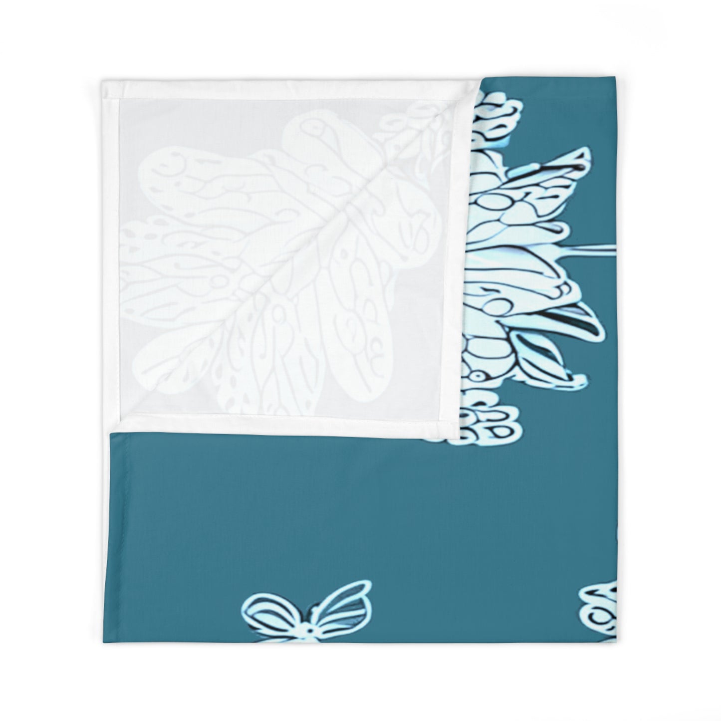 Tif Green White Floral Butterflies Baby Swaddle 30″×40″ Blanket