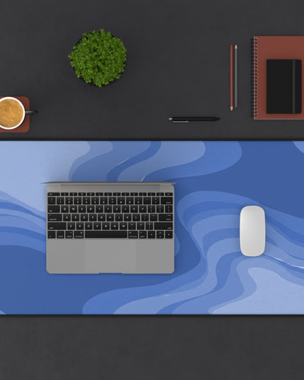 Deep Blue Wavey 16" x 32" Desk Mat