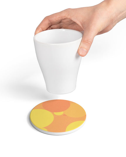 Pastel Bright Oranges Patches 4" x 4" Round Ceramic Coaster