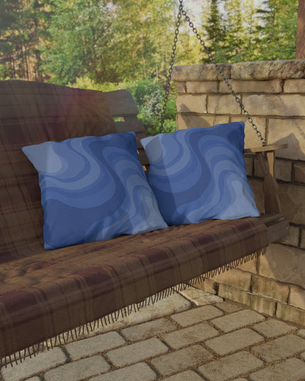Deep Blue Wavey 18" x 18" Outdoor Pillow