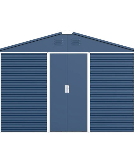 Outdoor Metal Shed 10x10 Ft. With Sliding Door, Blue