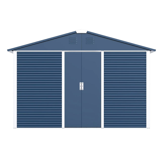 Outdoor Metal Shed 10x10 Ft. With Sliding Door, Blue