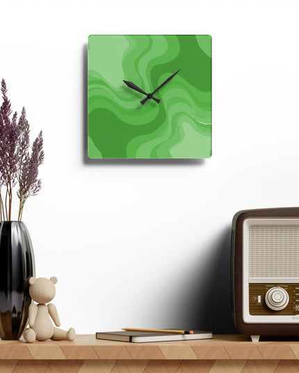 Greenie Meanie Wavey 10.75" x 10.75" Round or Square Acrylic Wall Clock