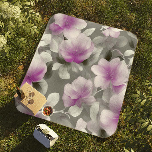 Purple Blossom Floral Bunch 61" × 51" Picnic Blanket