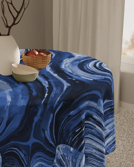 Uzi Spiral Deep Blue Tablecloth, 55" x 55"