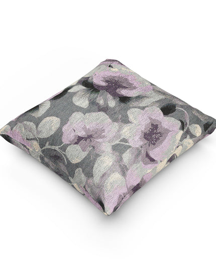 Gray Lavender Florals Woven Pillow, 17" x 18"