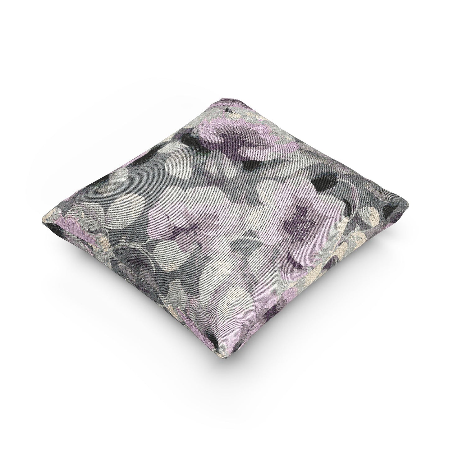 Gray Lavender Florals Woven Pillow, 17" x 18"
