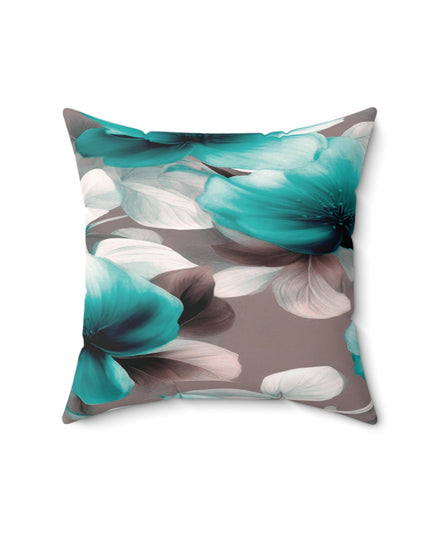 Tif Green Gray Floral Bunch Faux Suede Square Pillow, 16" x 16"