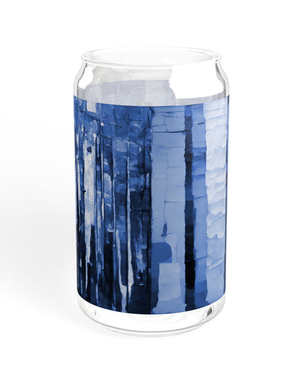 Striped Deep Blue Sipper Glass, 16oz