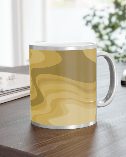 Brown Wavey 11 oz Metallic Mug (Silver\Gold)