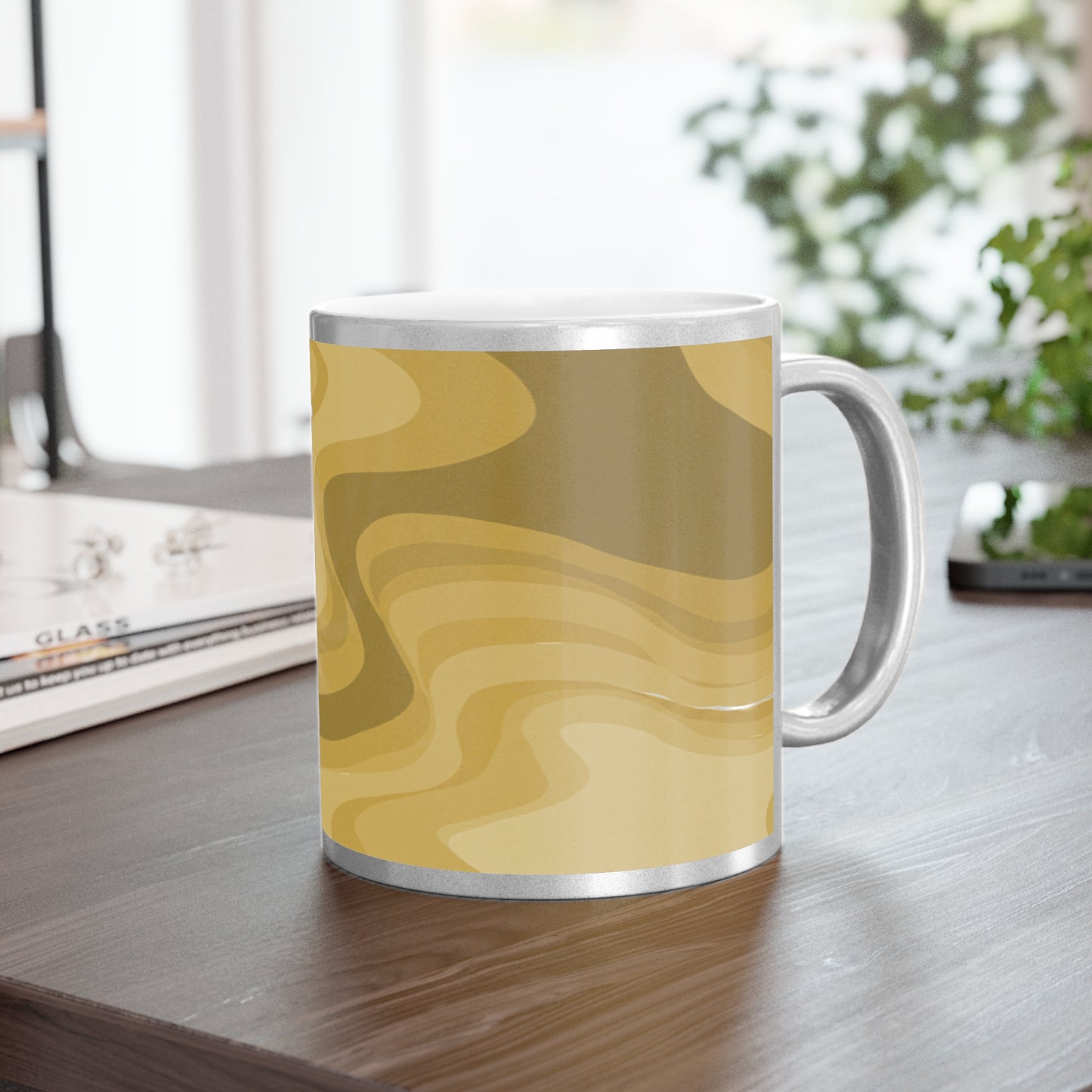 Brown Wavey 11 oz Metallic Mug (Silver\Gold)