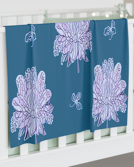 Lavender Floral Butterflies Baby Swaddle 30″×40″ Blanket