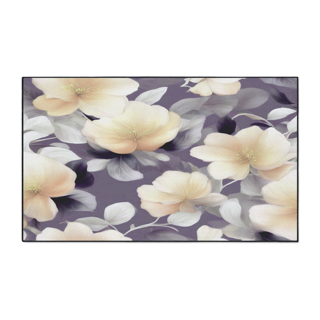 White Blush Floral Bunch Heavy Duty Floor Mat, 36" x 60"