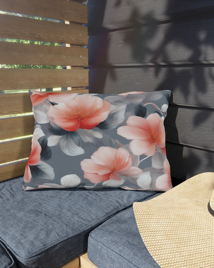 Red Blossom Floral Bunch Outdoor Pillow, 20" x 14"
