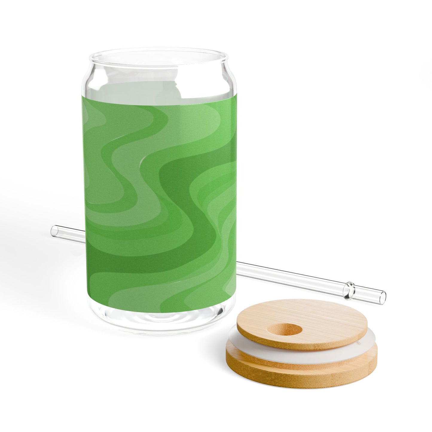 Greenie Meanie Wavey Sipper Glass, 16oz