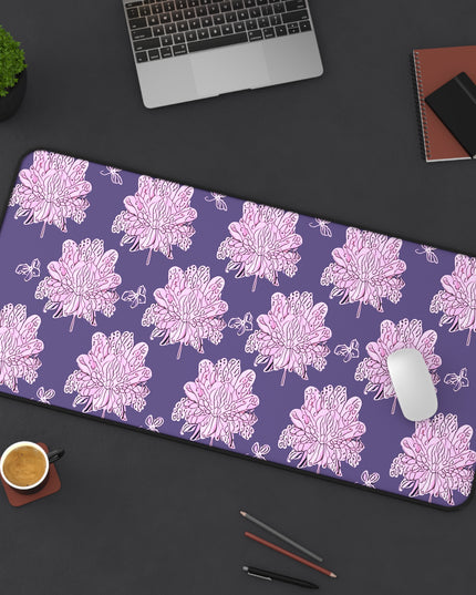 Magenta Floral Butterflies 16" x 32" Desk Mat