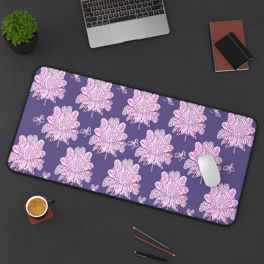 Magenta Floral Butterflies 16" x 32" Desk Mat