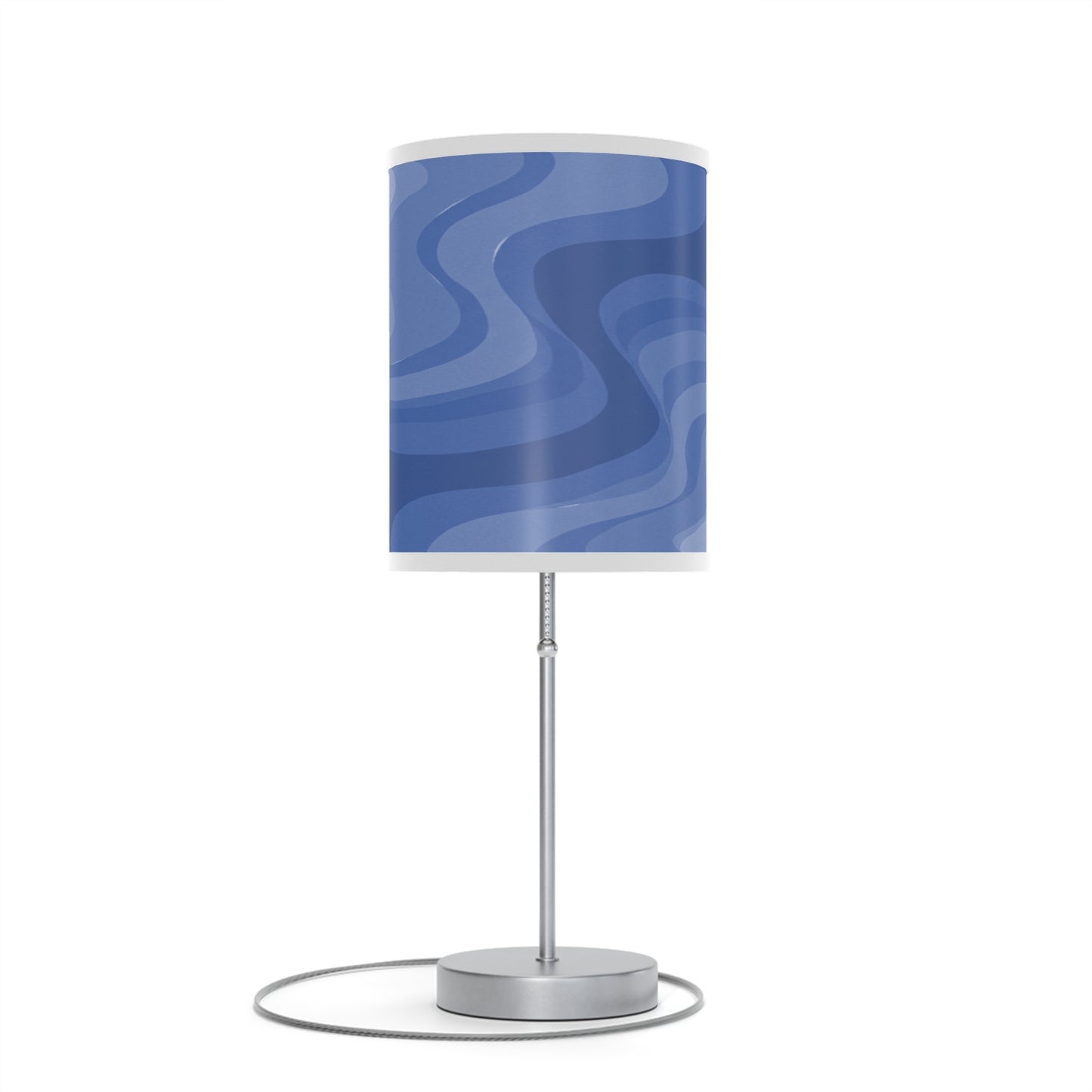 Deep Blue Wavey Table Lamp on a White or Silver Stand, US|CA plug