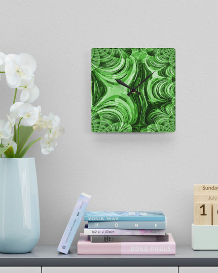 Uzi Spiral Mint Pastel Acrylic Wall Clock, Round or Square, 10.75" x 10.75"
