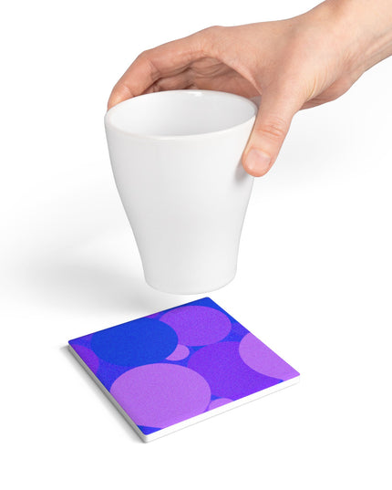 Pastel Purple Family Patches 4" x 4" Square Ceramic Coaster