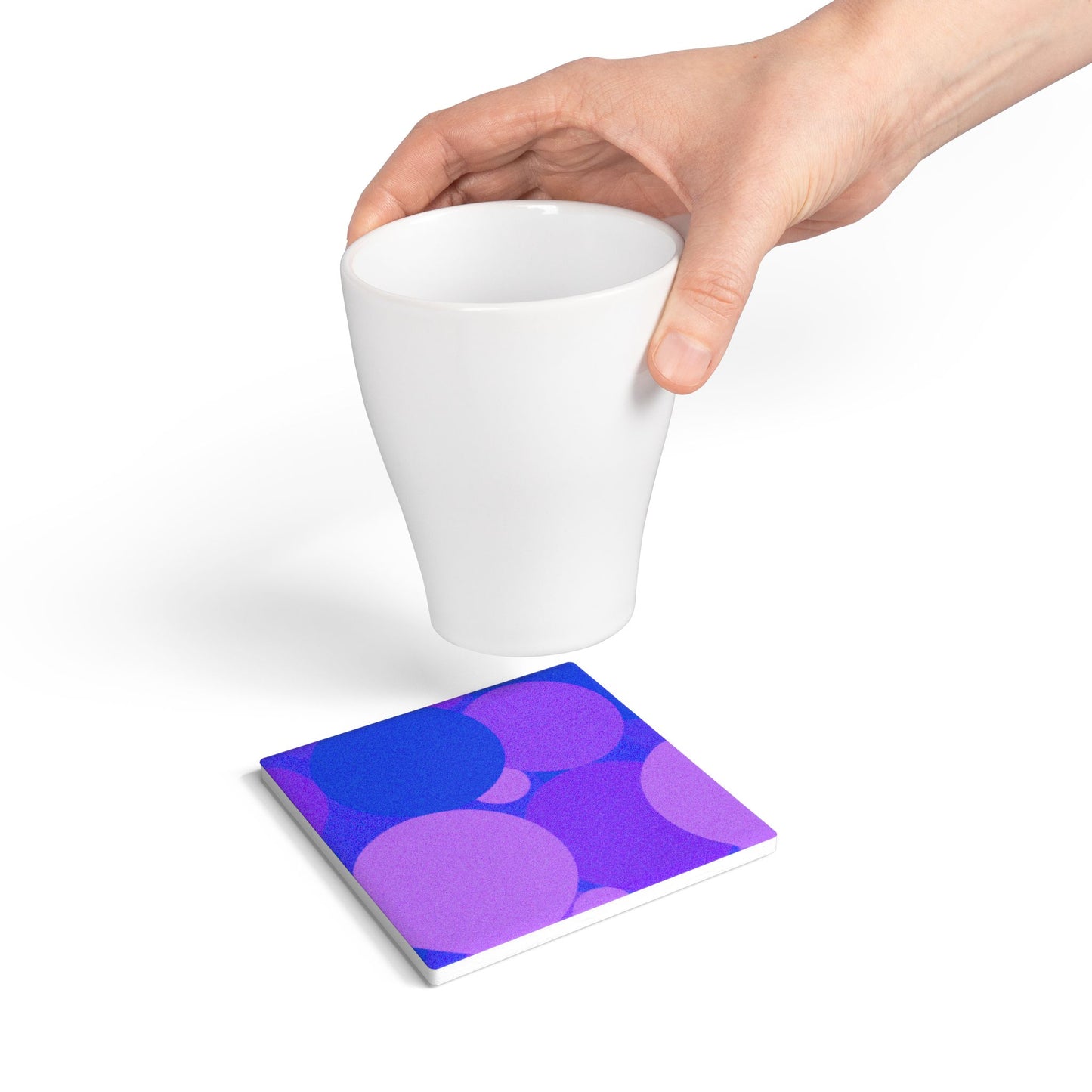 Pastel Purple Family Patches 4" x 4" Square Ceramic Coaster