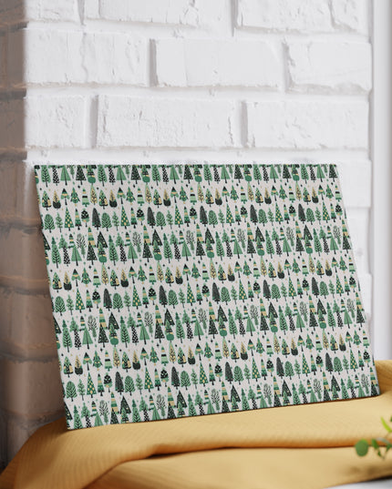 Mini Vintage Green Trees 8" x 11" Glass Cutting Board