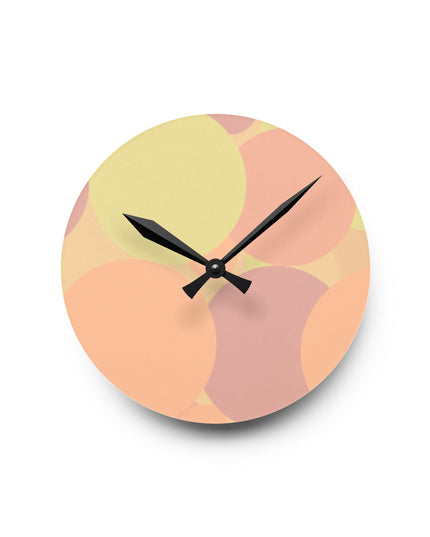 Pastel Hot Peach Patches Acrylic Round Wall Clock, 8" x 8"