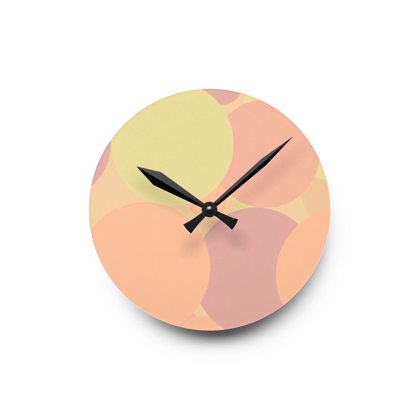 Pastel Hot Peach Patches Acrylic Round Wall Clock, 8" x 8"