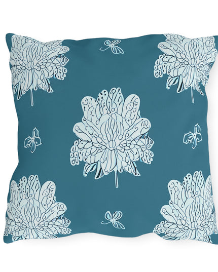 Tif Green White Floral Butterflies 18" x 18" Outdoor Pillows