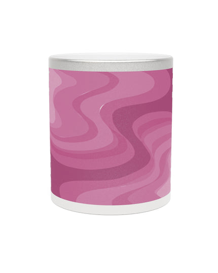 Pinky Mauve Wavey 11 oz Metallic Mug (Silver\Gold)