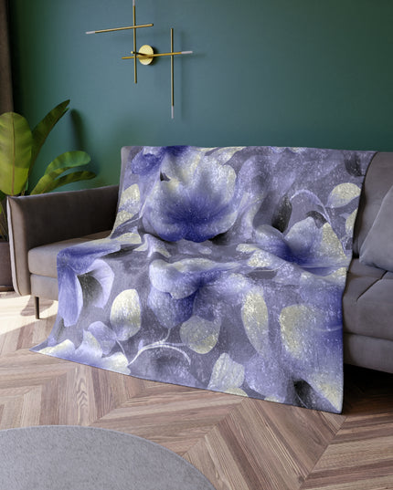 Indigo Blossom Floral Bunch Crushed Velvet Blanket, 50" x 60"