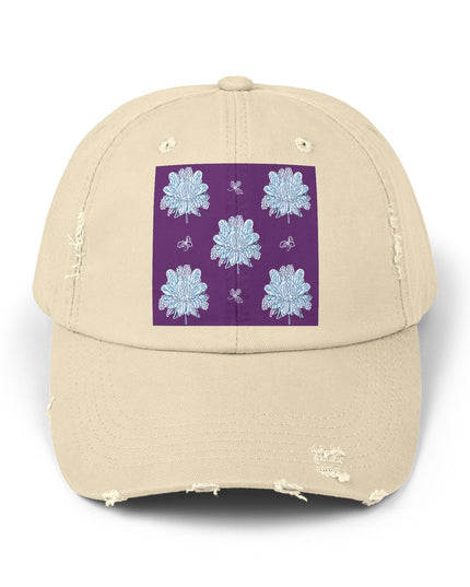 Blue Floral Butterflies Unisex Distressed Cap