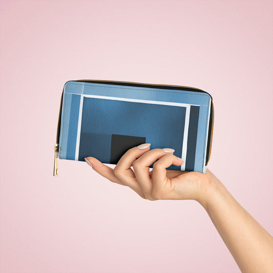 Blue Shadow Elegant Abstract Zipper Wallet - Stylish & Functional Accessory for Everyday Use
