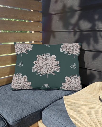 Soft White Floral Butterflies 20" x 14" Outdoor Pillow