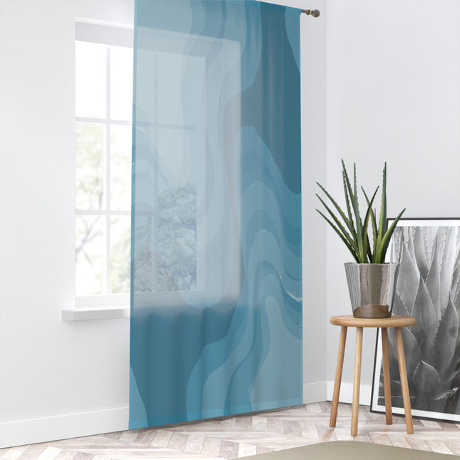 Sky Blue Wavey Sheer Window Curtain, 50" x 84", partially transparent