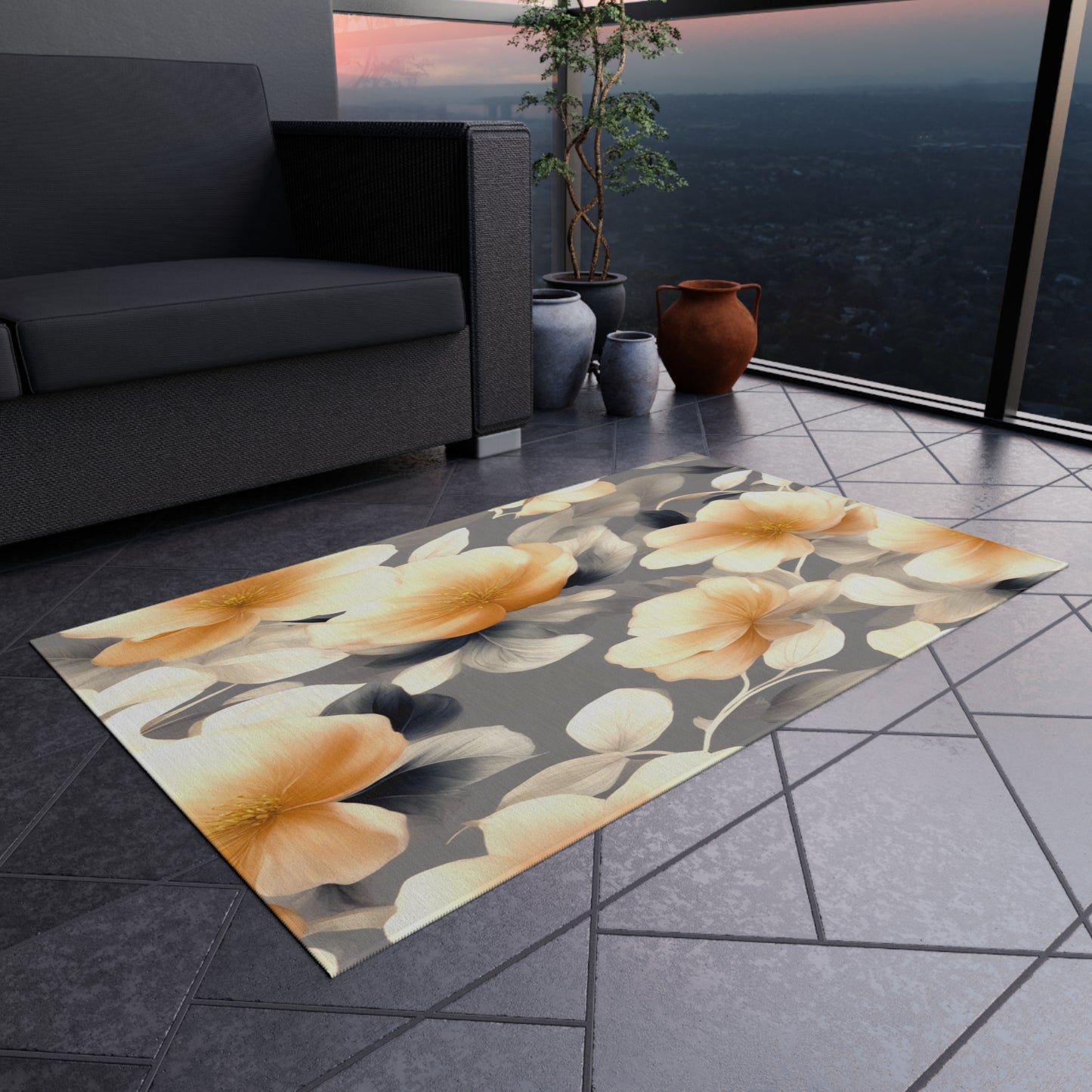 Soft Blossom Floral Bunch Outdoor Rug, 36" x 60"