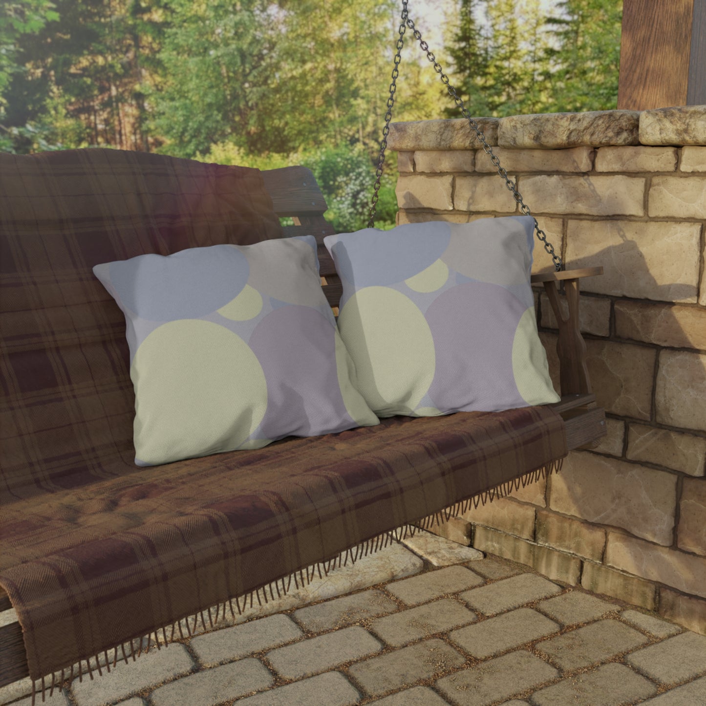 Pastel Soft Blue and Soft White Patches 20" x 20" Outdoor Pillows