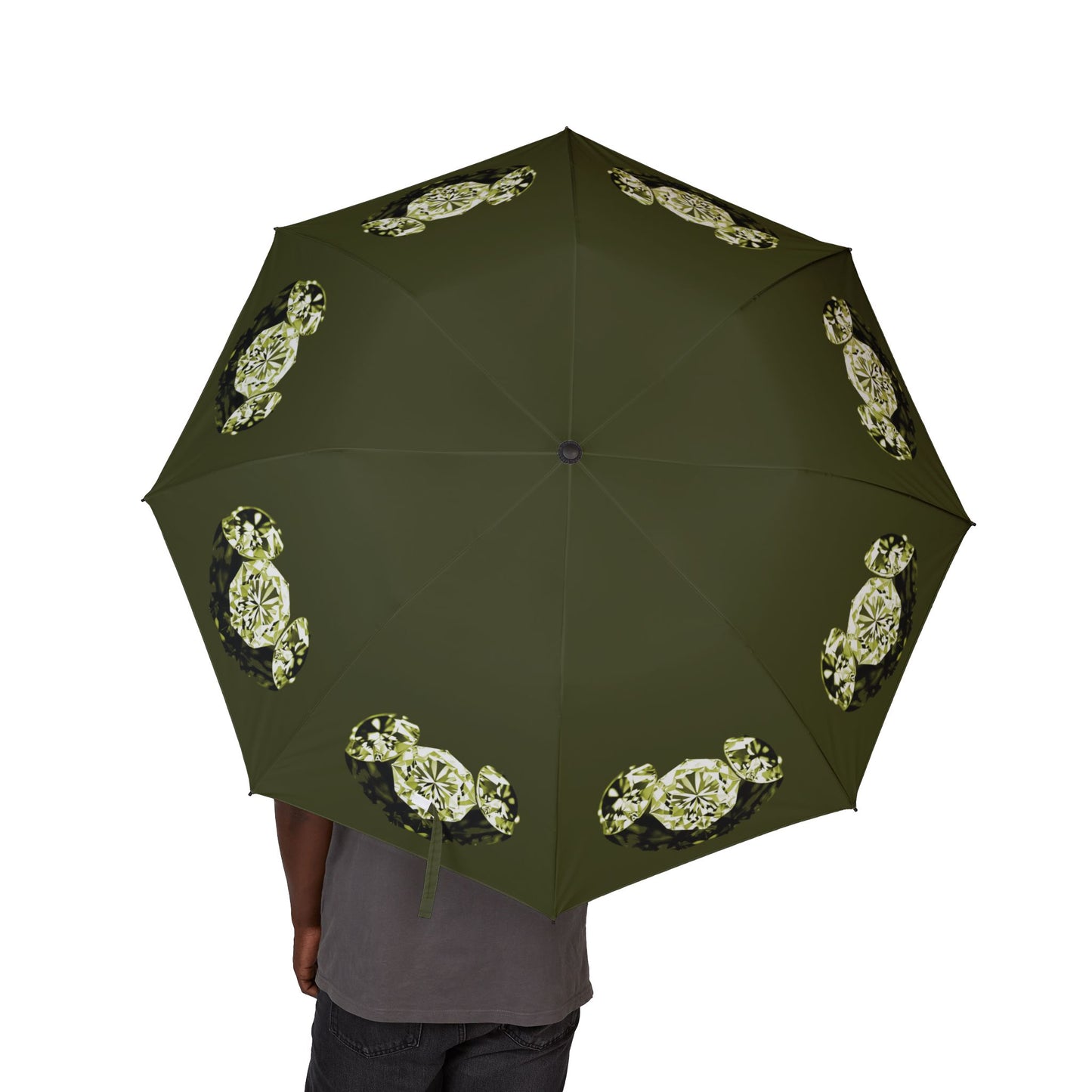 Stylish Lemongrass Tri-Diamonds Foldable Umbrella - Compact & Chic
