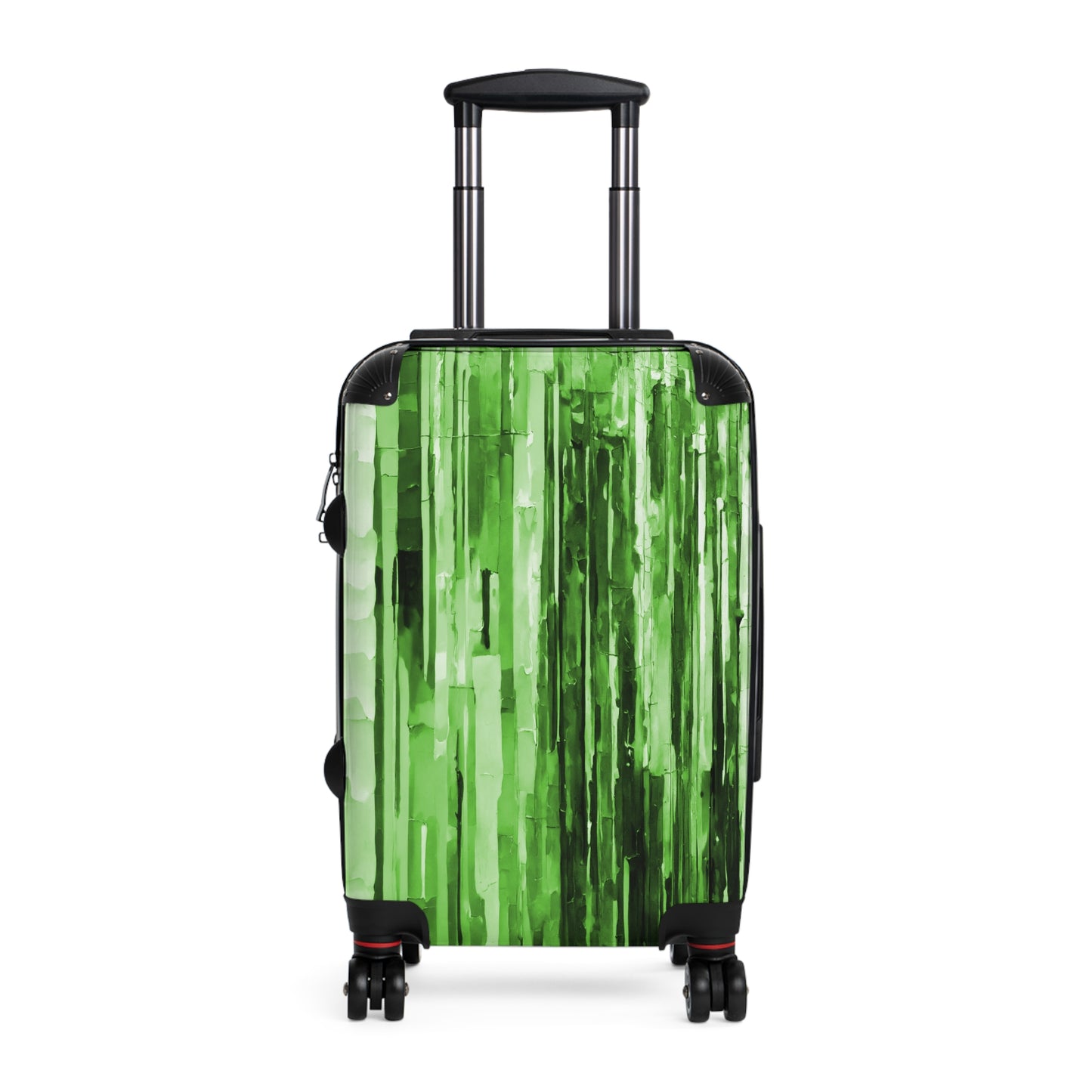Striped Mint Pastels Small Suitcase with built in lock, 4 double-wheels, telescopic handle, and ABS back hard-shell