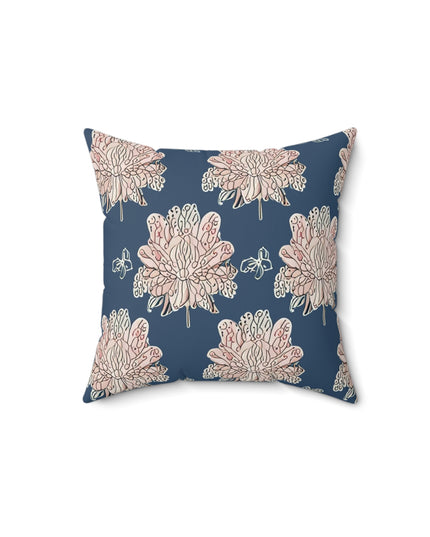 Rose White Floral Butterflies 14" x 14" Faux Suede Square Pillow