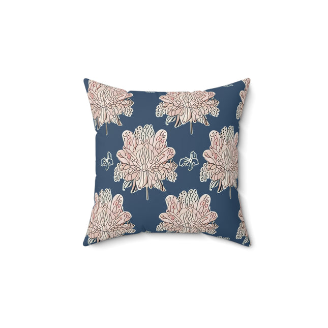 Rose White Floral Butterflies 14" x 14" Faux Suede Square Pillow