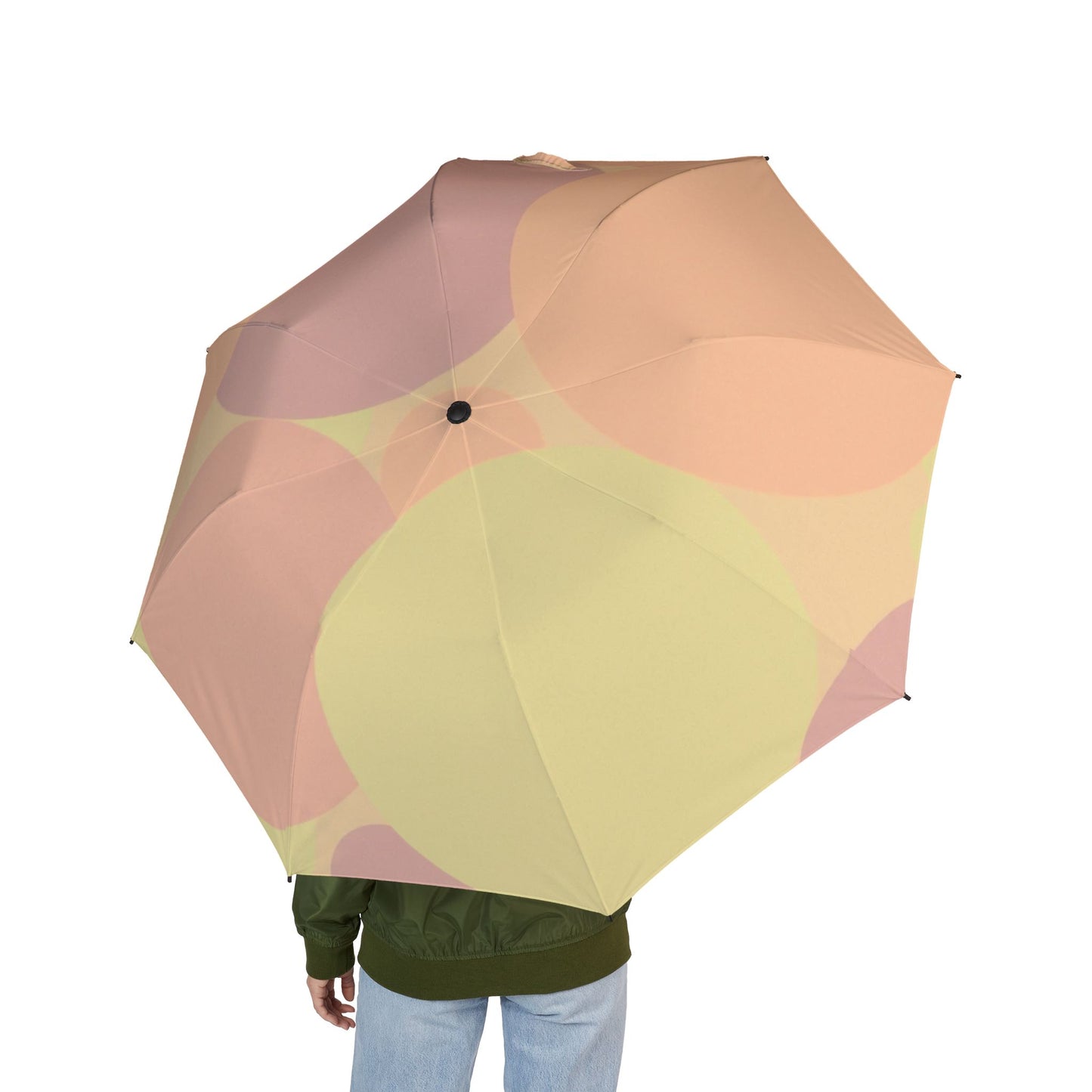 Pastel Hot Peach Patches Foldable Umbrella - Compact & Chic