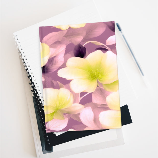 Lemon Blossom Floral Bunch Journal - 128 Ruled Line pages, 5" x 7"