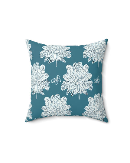 Tif Green White Floral Butterflies 14" x 14" Faux Suede Square Pillow