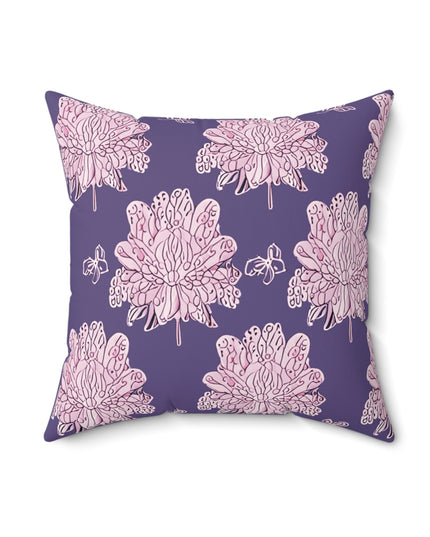 Magenta Floral Butterflies 18" x 18" Faux Suede Square Pillow