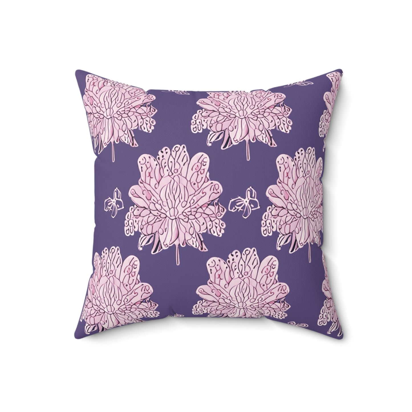 Magenta Floral Butterflies 18" x 18" Faux Suede Square Pillow