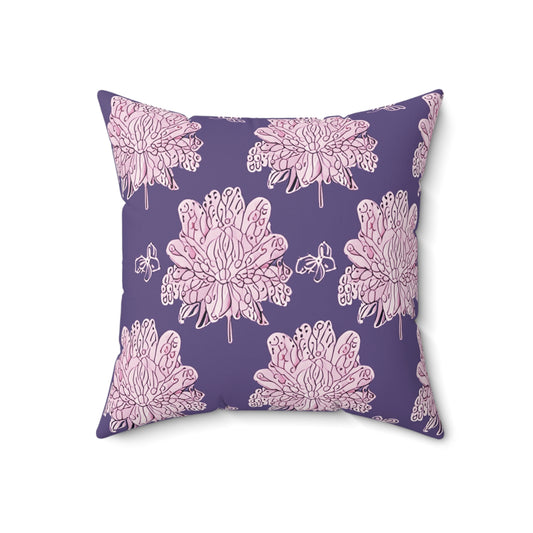 Magenta Floral Butterflies 18" x 18" Faux Suede Square Pillow