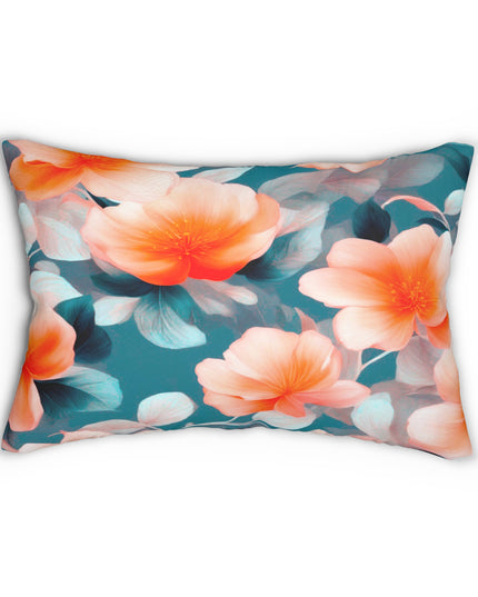 Orange Blossom Floral Bunch Spun Polyester Lumbar Pillow, 20" x 14"