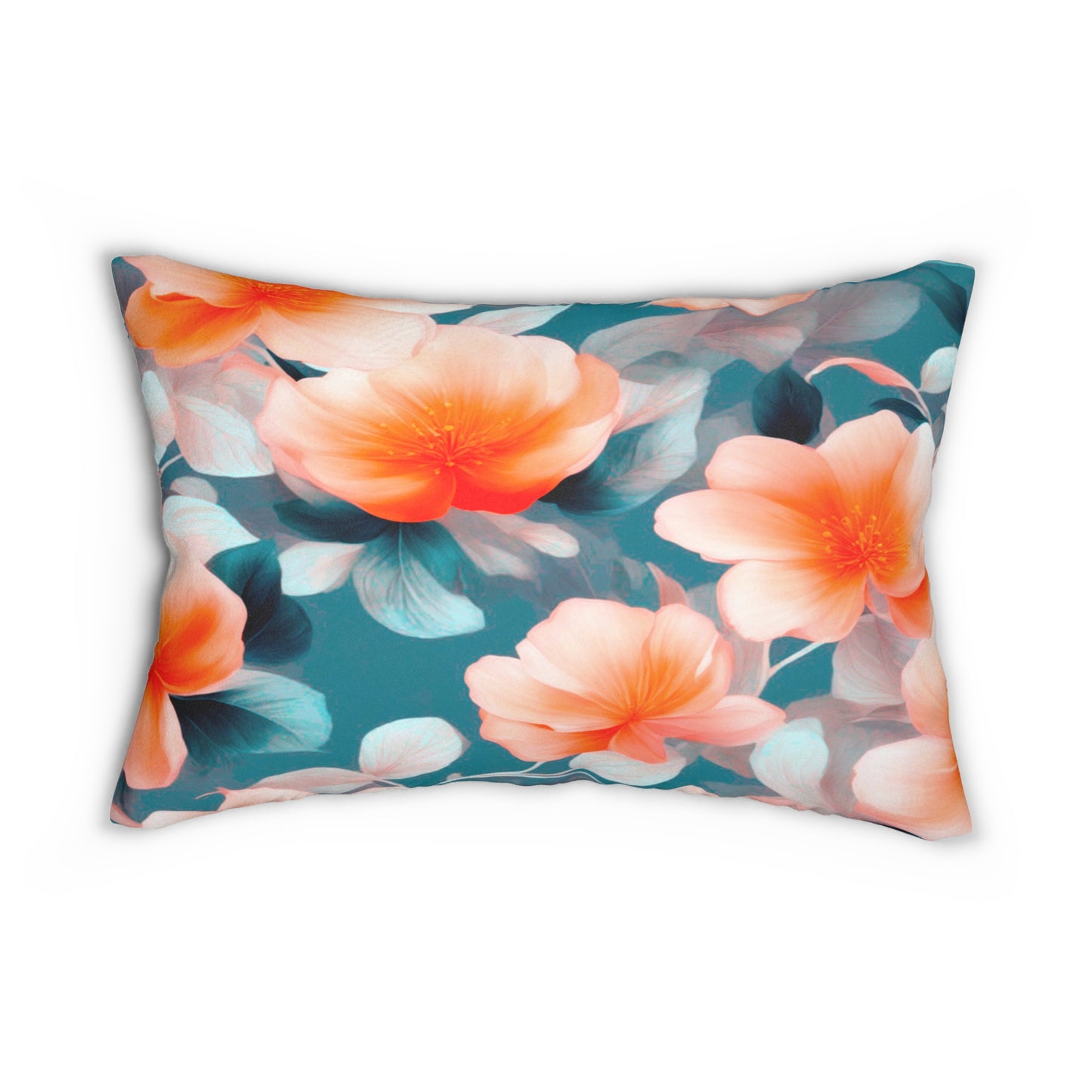 Orange Blossom Floral Bunch Spun Polyester Lumbar Pillow, 20" x 14"